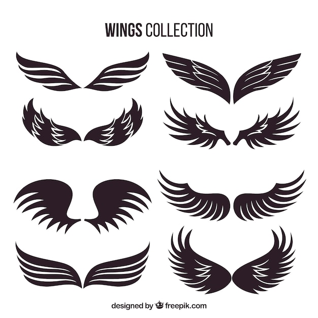 Free vector collection of hand drawn dark wing