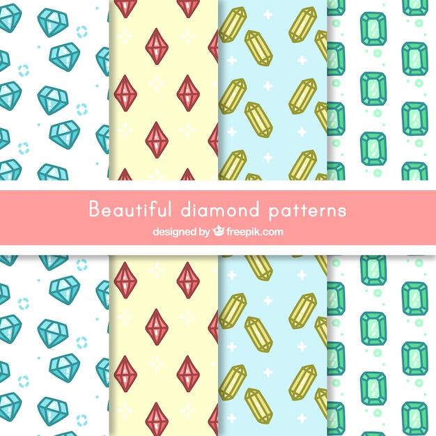 Free vector collection of hand-drawn diamond patterns