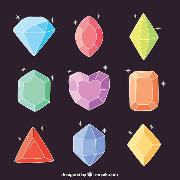 Free vector collection of hand-drawn diamonds