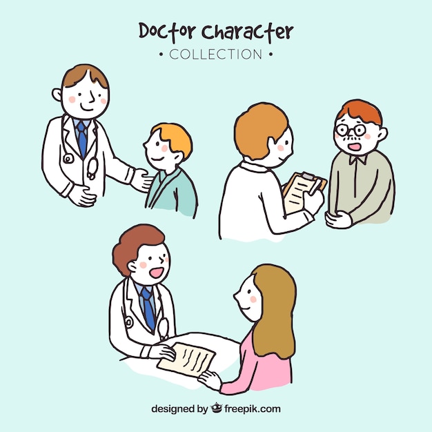 Free vector collection of hand drawn doctor characters