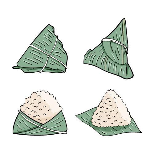 Коллекция рисованной лодок-драконов Zongzi