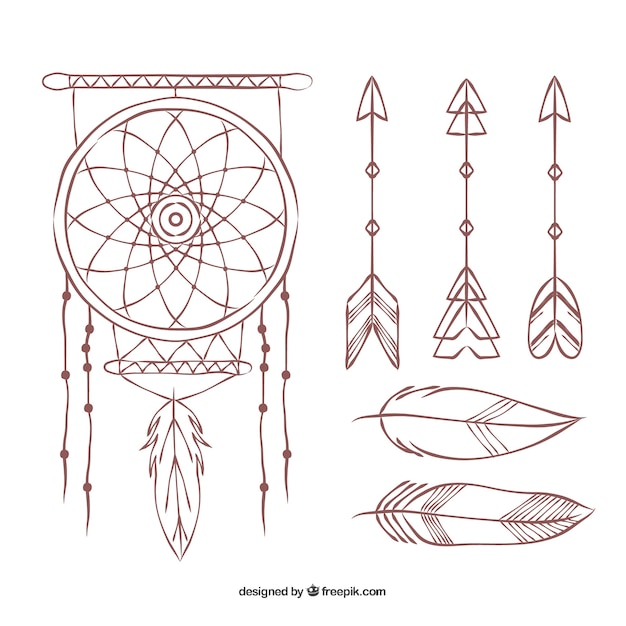 Free vector collection of hand-drawn dreamcatcher and arrows