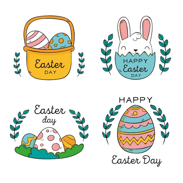 Free vector collection of hand drawn easter labels