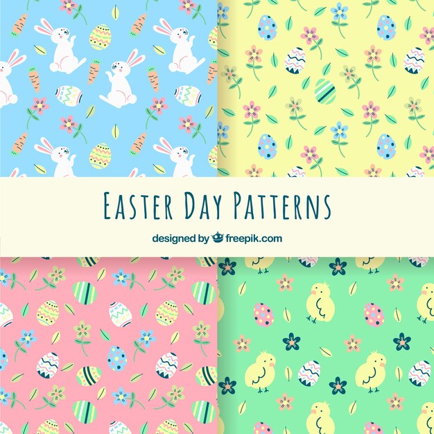 Collection of hand drawn easter patterns