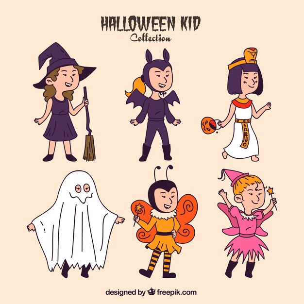 Collection of hand drawn enjoyable halloween costumes 