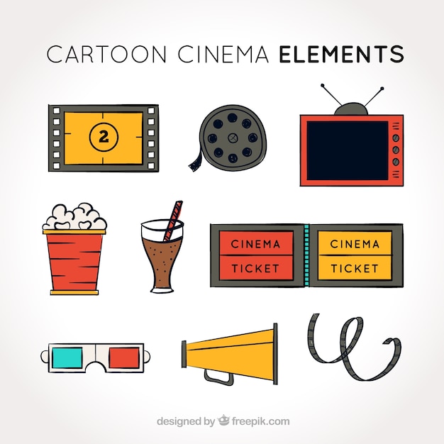 Collection of hand-drawn film objects