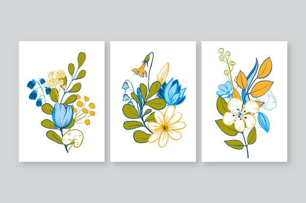 Free vector collection of hand drawn floral covers