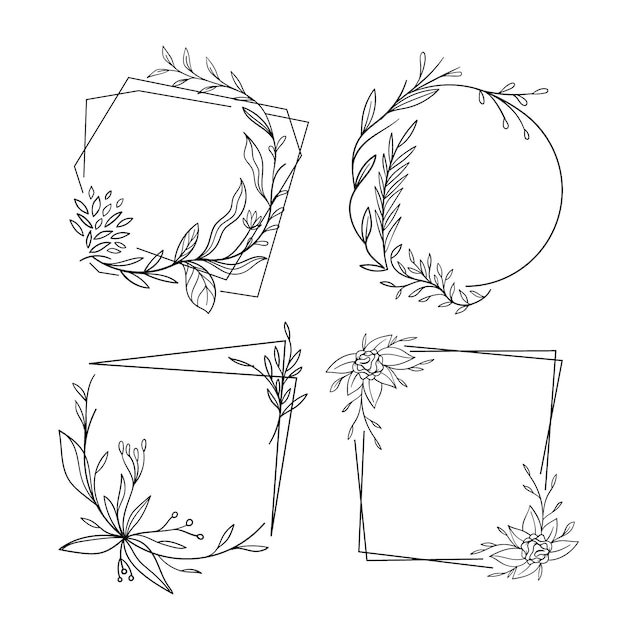 Collection of hand drawn floral frames