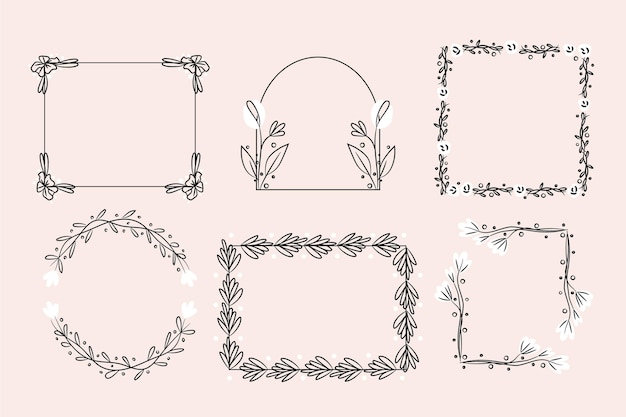 Free vector collection of hand drawn floral frames