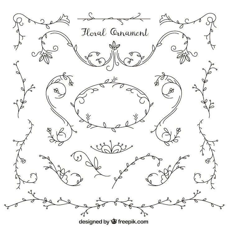 Free Vector collection of hand drawn floral ornament
