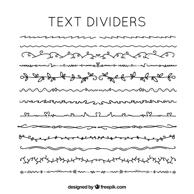 Коллекция ручного цветочного разделителя текста