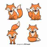 Free vector collection of hand drawn foxes