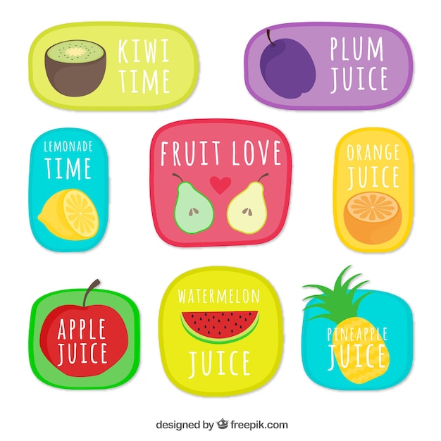 Free vector collection of hand drawn fruit stickers