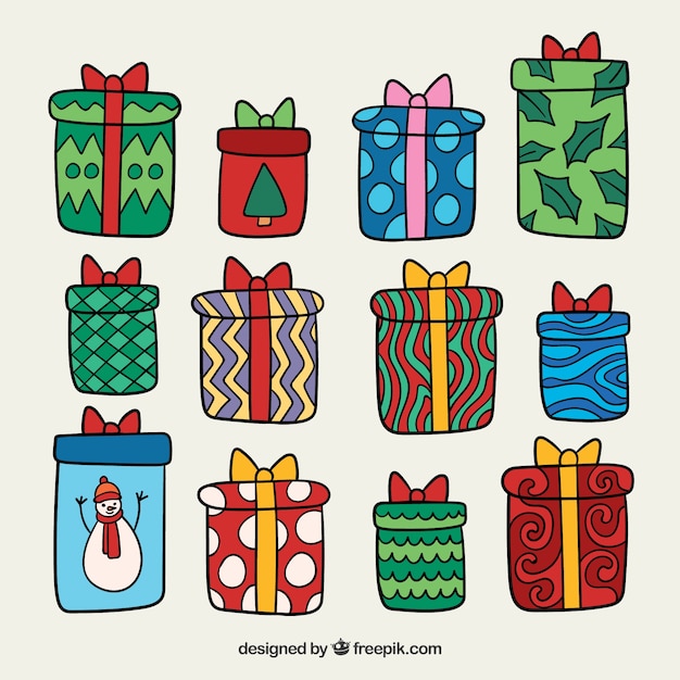 Free vector collection of hand drawn gift boxes