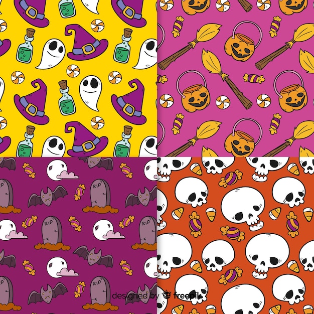 Free vector collection of hand drawn halloween pattern