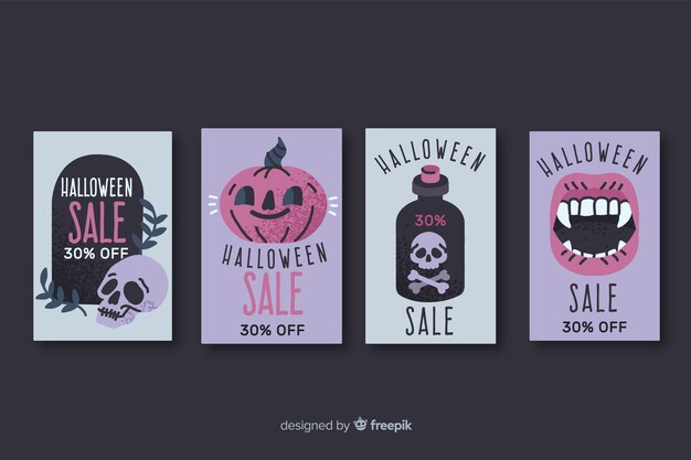 Collection of hand drawn halloween sale badge