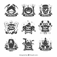 Free vector collection of hand-drawn halloween sticker