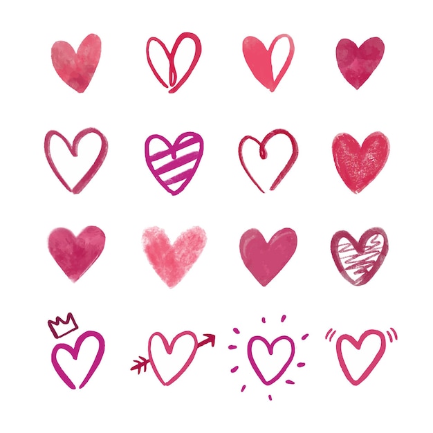 Free vector collection of hand drawn hearts