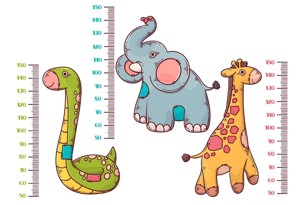 Free vector collection of hand drawn height meter for kids illustrated