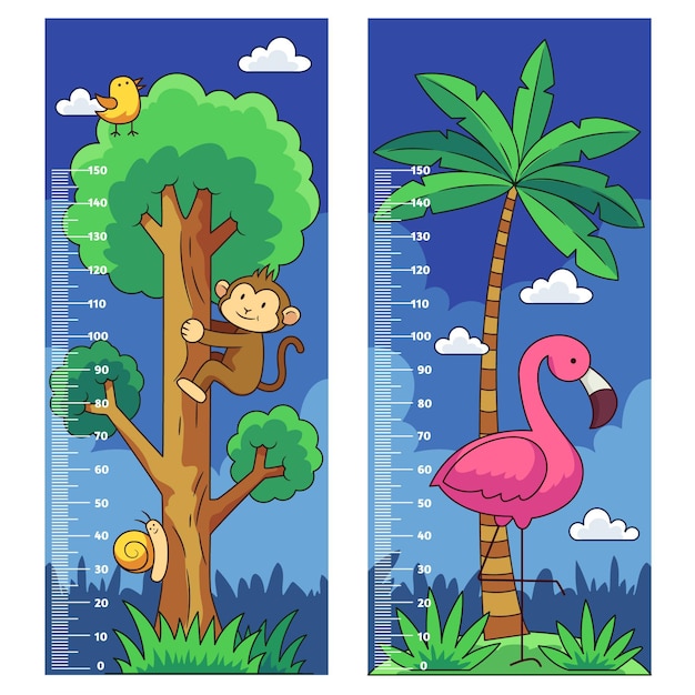 Free vector collection of hand drawn height meter for kids illustrated