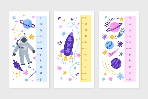 Free vector collection of hand drawn height meter for kids illustrated