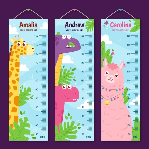 Free vector collection of hand drawn height meter for kids illustrated