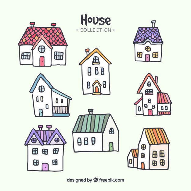 Collection of hand drawn houses