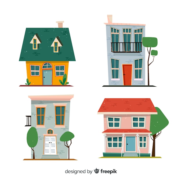 Collection of hand drawn houses