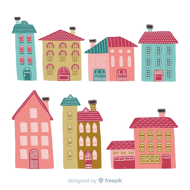 Free vector collection of hand drawn houses