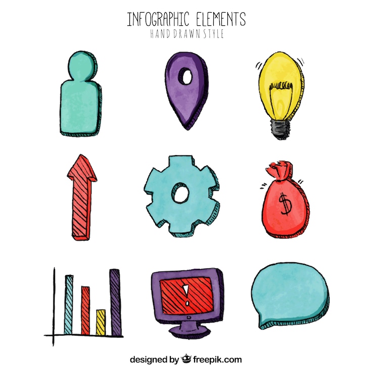 Free Vector collection of hand-drawn infographic elements