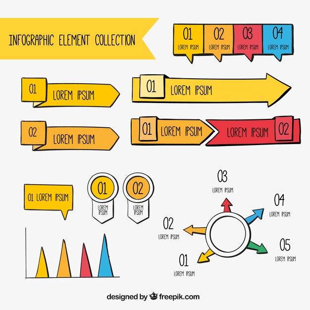 손으로 그린 infographic 요소의 컬렉션