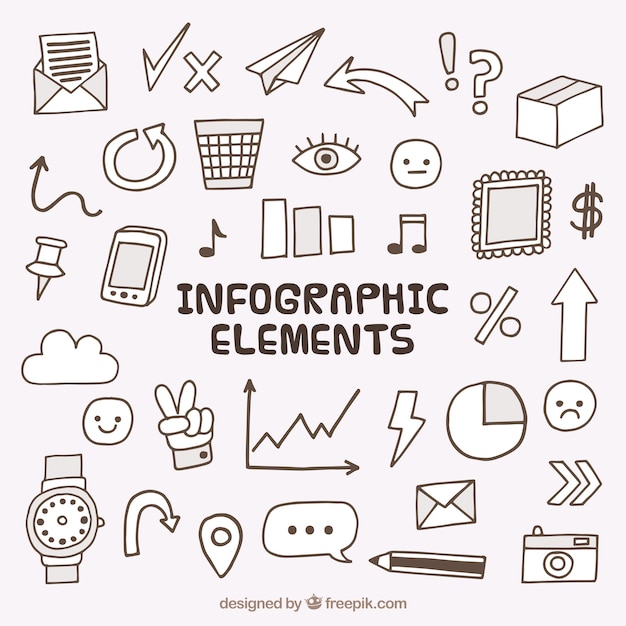 손으로 그린 infographic 요소의 컬렉션