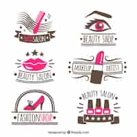 Free vector collection of hand-drawn logos for beauty salon