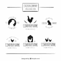 Free vector collection of hand-drawn logos of chicken company