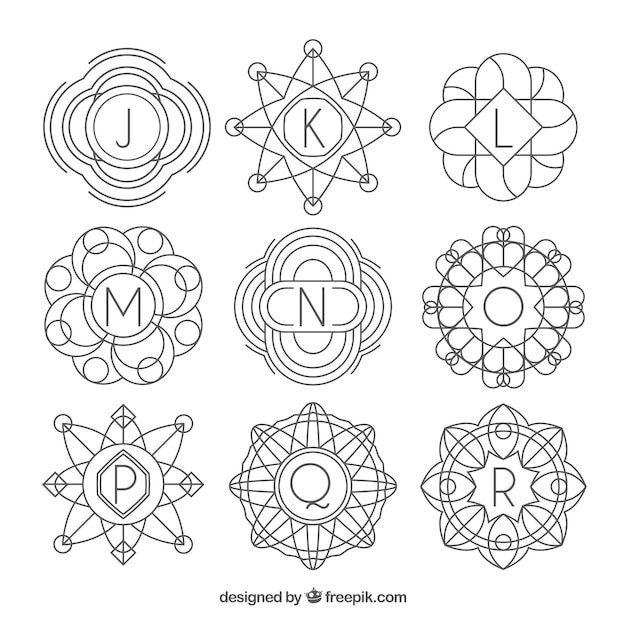 Free vector collection of hand drawn monograms