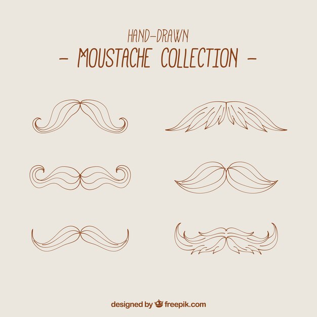 Collection of hand drawn mustaches