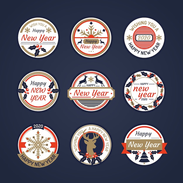 Free vector collection of hand drawn new year 2020 label