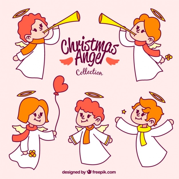 Free vector collection of hand drawn nice angels