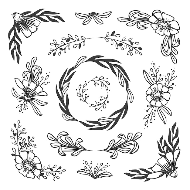 Free vector collection of hand drawn ornamental elements