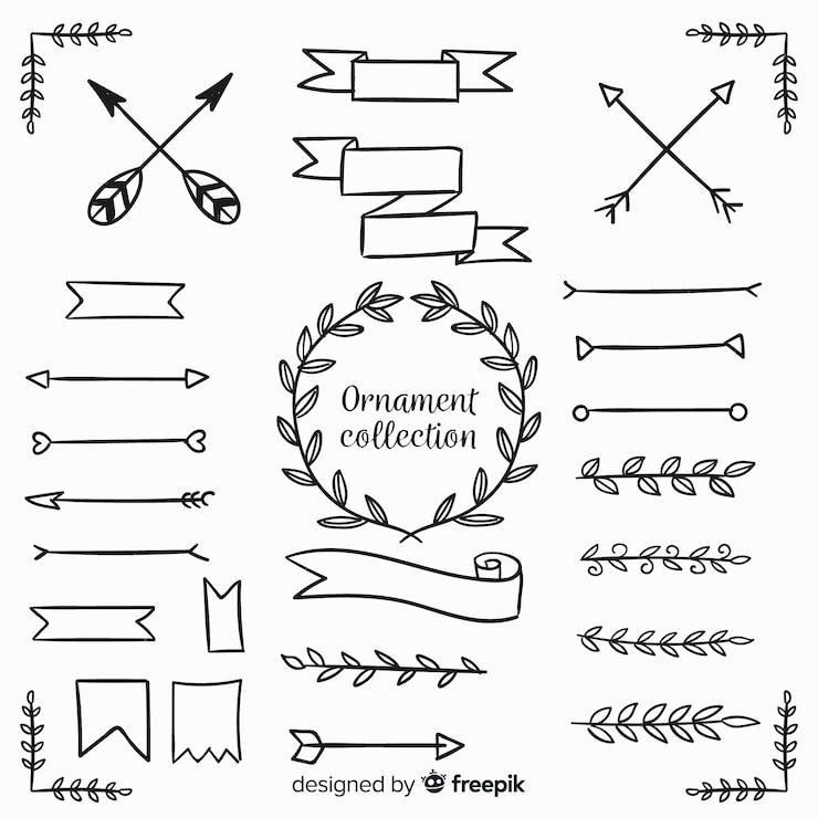 Free Vector collection of hand drawn ornaments