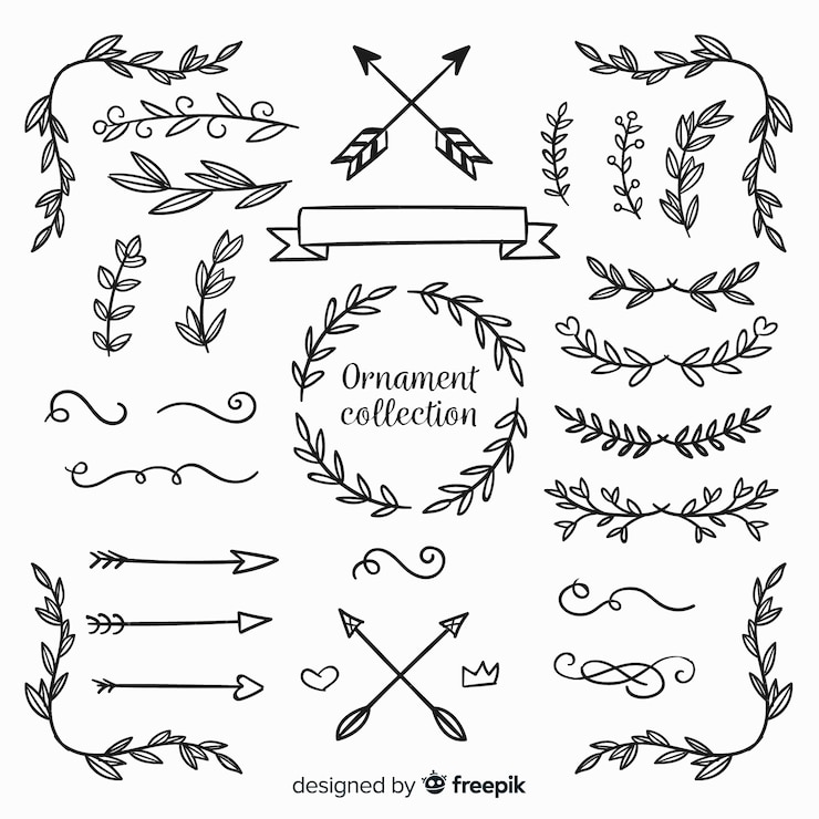 Free Vector collection of hand drawn ornaments