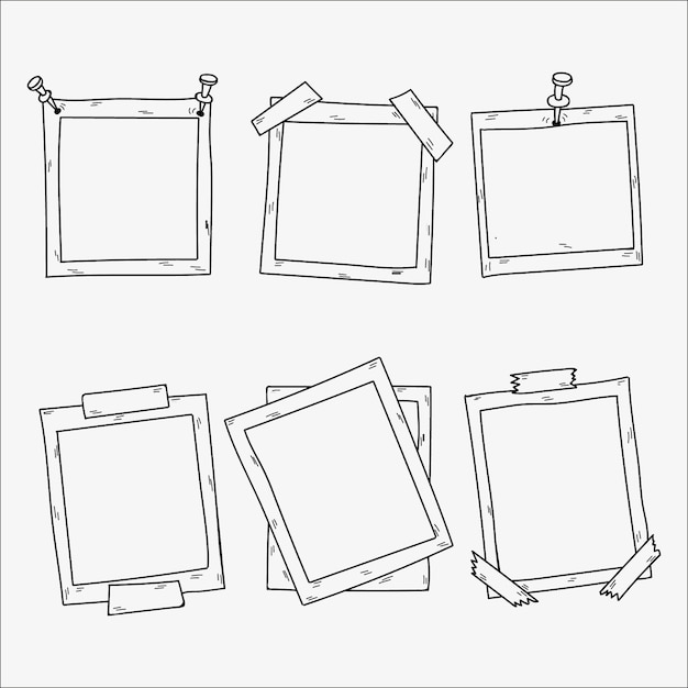 Collection of hand drawn photo frames