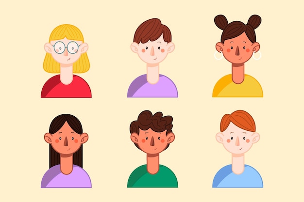 Free vector collection of hand drawn profile icons of different people