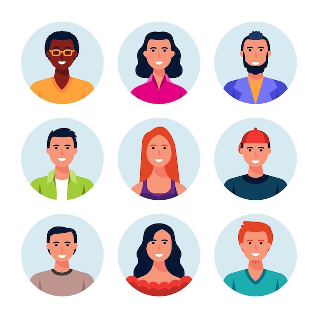 Free vector collection of hand drawn profile icons of different people