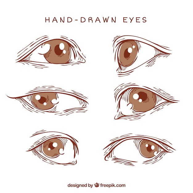 Collection of hand drawn realistic eyes