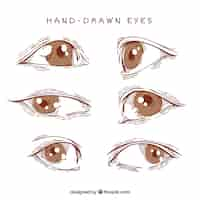 Free vector collection of hand drawn realistic eyes