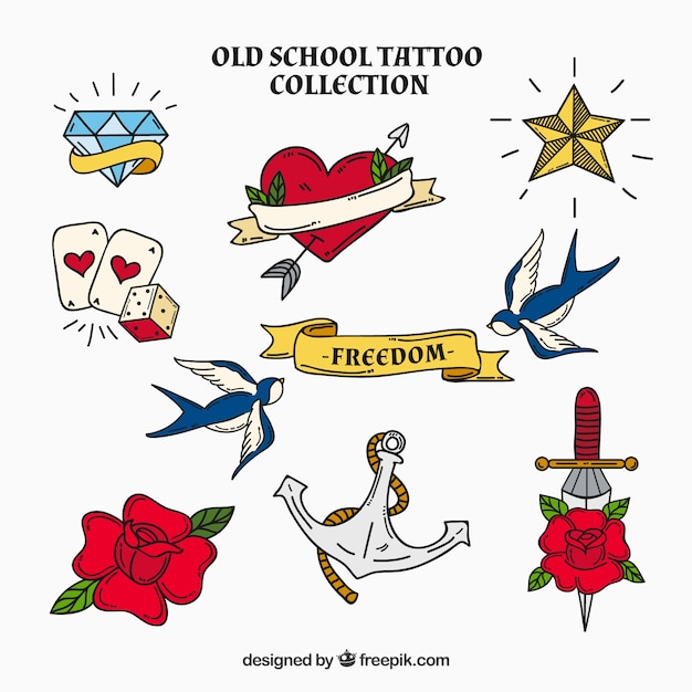 Free vector collection of hand drawn romantic tattoo