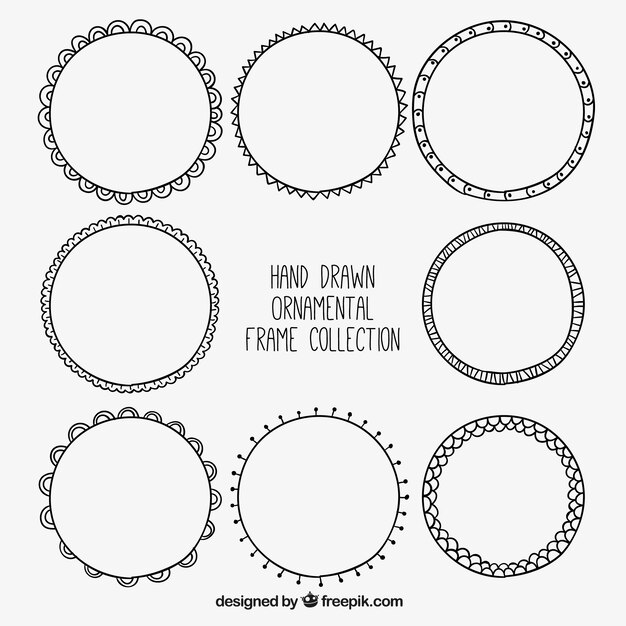 Collection of hand-drawn round frames