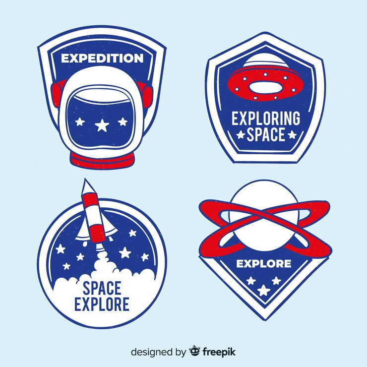 Free Vector collection of hand drawn space stickers