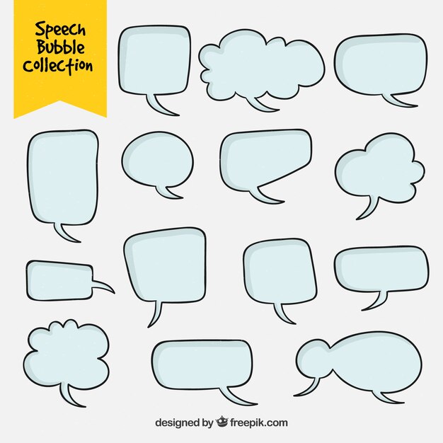 Collection of hand drawn speech bubble